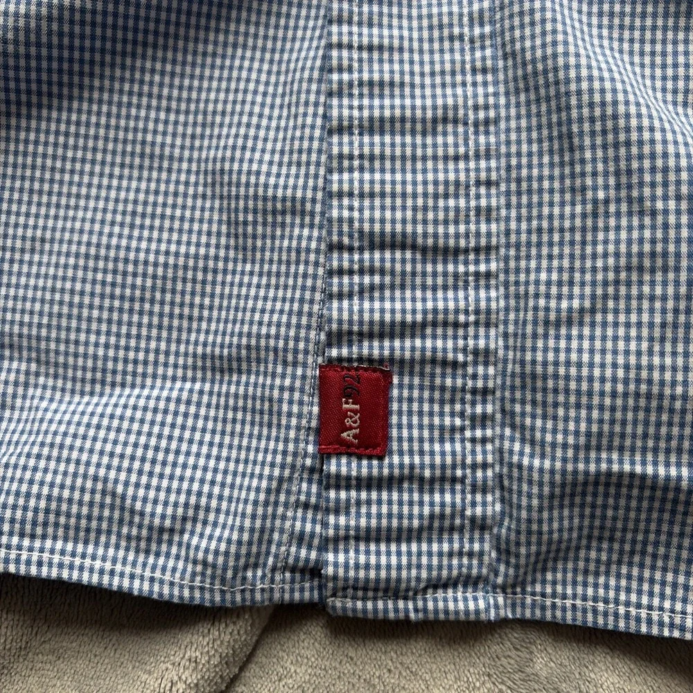 Abercrombie & Fitch Mens Short Sleeve Plaid Pearl Snap Button Shirt Muscle Large